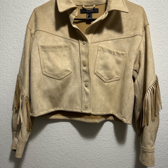 Vintage Forever 21 Tan Fringe Utility Jacket new without tags - Picture 9 of 9